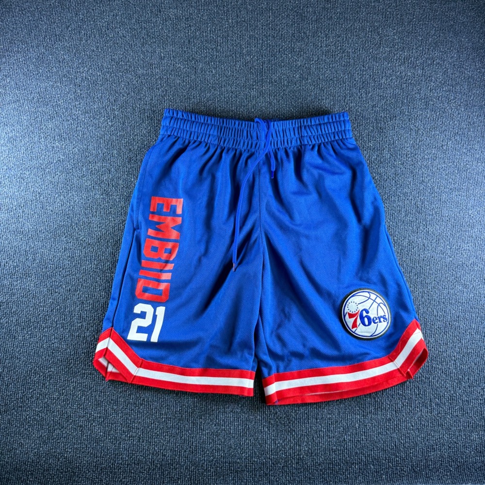 NBA Philadelphia 76ers Joel Embiid 21 Basketball Shorts Blue Mens‎ Small
